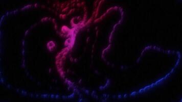 Energy pulses with colorful curved lines. Motion. Colorful computer pulses with circular lines on black background. Pulse lines in cyber retro style video