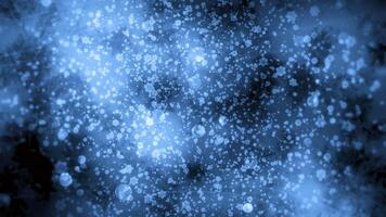 Blue and gray background with winter snowflakes Motion. Large pieces of snow flying in different directions made in 3d format. video
