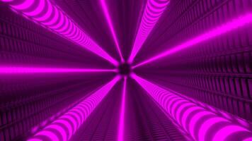 Purple and red tunnel. Design. Light long closed corridor in animation which is highlighted in different shades. video