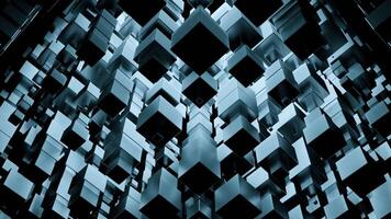 Blue and gold background. Design. Falling and rising squares on a black background in animation. video