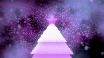 Happy New year on background of bokeh and Christmas tree. Motion. Christmas tree. Festive animation with Happy New Year greetings. Happy New Year inscription with emerging Christmas tree on colorful video