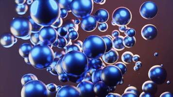 Moving stream of bright balls. Design. Rising stream of bright 3d bubbles in space. Bright bubbles move quickly in stream video