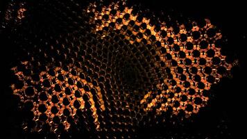 Orange and blue moving background. Design. A black background on which there is an orange and turquoise large mosaic that glitters and rages in different directions in 3d. video