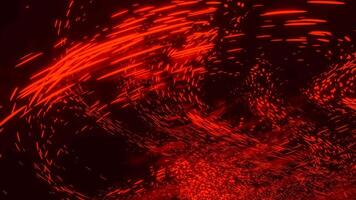 Red fast moving light. Design.A bright red floating color that flies across the black background in different directions in abstraction. video