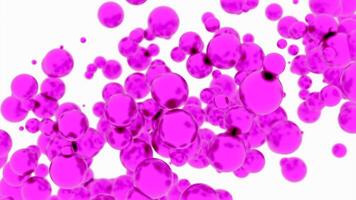 Abstract stream of smal moving bright spheres on a white background. Design. Bubbles flowing underwater. video