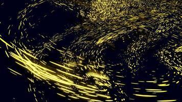 Glowing particles move in abstract traffic flow. Design. Curved lines of traffic flows of glowing particles on black background. Beautiful abstract animation of traffic of glowing transport video