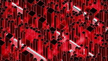 Red with black squares of different sizes background. Design.Light bright animation with geometric shapes that move to the right. video