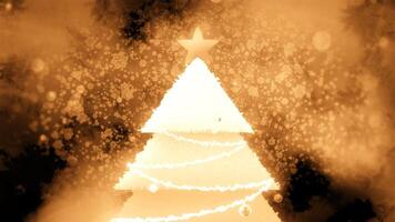 Blue and orange background with an elegant Christmas tree. Motion. A small colored spruce tree with a back light made in animation. video