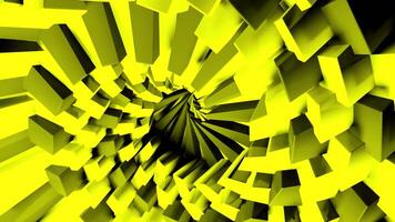 Colorful spinning whirl of tornado of rectangular particles. Design. Rotating rows of cubes. video