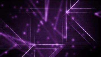 Abstract neon lines, angles, and dots on a black background. Motion. Purple technological background with angles and blurred shapes. video