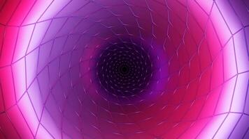 Pulsating light rings inside pink lined tunnel. Design. Hypnotic effect of the flight inside circular shaped tunnel. video