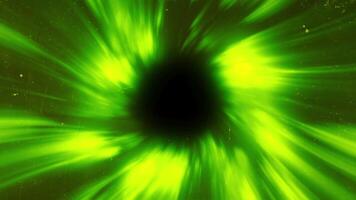 Wormhole through time and space, warp through science fiction. Motion. Abstract jump in space in hyperspace among bright glowing rays. video