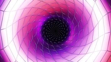 blå och rosa tunnel. design.a ljus animering i som en ljus tömma korridor med upplyst väggar är spridd förbi vågor. video