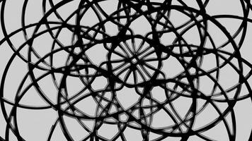 White background. Motion.Black patterns of circles in the animation that connect and get a kaleidoscope effect. video
