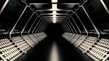 The black tunnel. Design.A light tunnel outlined on the walls with white light in abstraction that slowly moves from the inside. video