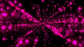 Black background. Design.Bright bright animation with purple and pink particles flying around that fly in different directions. video
