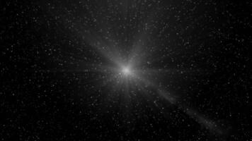 Black background with animated stars and light in the middle. Motion.Dark background with sky and stars video