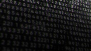 Concept of science, math code changing all over the screen. Motion. Many numbers and endless cyber space with connected lines and dots. video