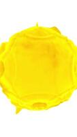Vibrations on surface of ball on white background. Design. 3D colored ball rotates and oscillates on surface. Looped waves and vibrations on surface of ball video