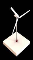 Abstract white windmill icon with rotating blades isolated on black background, seamless loop, monochrome. Animation. Natural resources and green energy concept. video