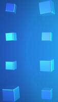 Abstract 3d geometric shapes in rows spinning on blue background, seamless loop. Animation. Small blue cubes rotating endlessly in different directions. video