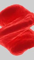 Abstract spinning liquid red spiral transforming with ripples, seamless loop. Design. Colorful unusual water object in rotating motion. video