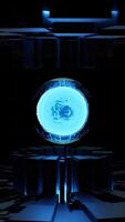 Abstract spinning mechanism with a glowing energy sphere in the middle, seamless loop. Design. Electric spherical core feeding with energy all the futuristic machine. video