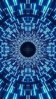 Flashing neon spaceship tunnel. Design. Bright flashing beams in moving cyber tunnel. Luminous rays are flashing in space of cosmic cyber tunnel video