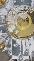View of the beautiful church with golden domes. Clip. A huge Khrestyansky temple taken from a helicopter decorated with various patterns. video
