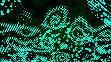 Green light in squares. Design.Light animation with squares jumping in different directions. video
