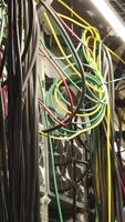 IT professionals concept. Stock footage. Close-up of data center of the large company with lots of fans, system units and wires. video