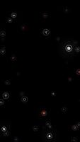 For editorial use only. Abstract colourful popular social media icons flowing towards the camera on black background, seamless loop. Animation. Different social net logos. video