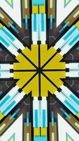 Colorful abstract geometrical kaleidoscope with moving patterns changing their color. Animation. Hypnotic kaleidoscope pattern with animated geometric shapes video