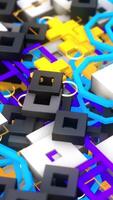 Colorful construction figures with squares. Animation. Structure of various toy squares and pluses moves on black background. Colorful children's designer made of geometric details video