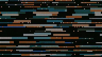 Black background. Motion. Small multicolored circles in animation moving in different directions with lines. video