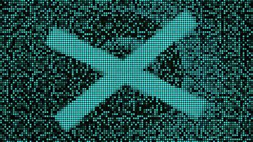 Abstract monitor with tv noise effect and two crossed stripes against circles. Motion. Concept of protest. video