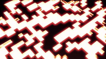 Moving animation with pixel retro background. Design. Flashing moving background of glowing pixels. Glowing pixels move in retro game style on black background video