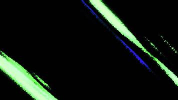 Black background with green and blue horizontal stripes. Motion. Bright stripes in 3d format that flicker and disappear in turn. video