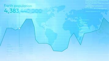 Blue graph in animation. Motion. A drawn drawing in the program where it shows losses and an increase in the population of the planet. video