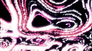 Black background with bright pink and white glitter. Motion. Lines of brilliance in animation that shine in 3d abstraction. video