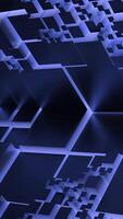 Futuristic texture with cracks. Design. Cybernetic walls with neon lines creating square pattern. Walls in cyberspace in style of stone and neon lines video