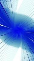 Animation of falling between buildings. Design. 3D glass walls with reflection during fall. Dive into virtual fall with fast speed between buildings. Dizzying virtual fall between walls into fog video