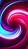 Dynamic animated colorful vortex, seamless loop. Motion. Top view of bright tornado with glowing curving stripes. video