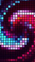 Abstract spiral radial shape on a pixelated background, seamless loop. Motion. Bright rotating wind flow. video