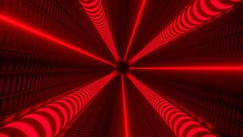 Purple and red tunnel. Design. Light long closed corridor in animation which is highlighted in different shades. video