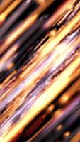 Looped movement of futuristic neon stripes on black background. Animation. Beautiful stream of luminous bands and particles like in space video