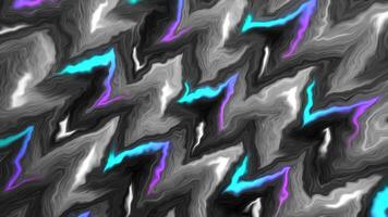 Pattern with curved lines and colorful stripes with water ripples. Motion. Stylish pattern with colorful and gray stripes move in zigzags. Pattern with lines moves in wavy liquid ripples video