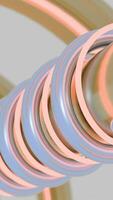 Tunnel with metal pipe and moving spirals. Design. Metal pipe into tunnel with rotating neon lines. Neon and metal lines move in spirals on pipe in tunnel video