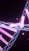 Rotating dna spiral with dots. Design. Beautiful dna spiral rotates with magical glowing dots. Magic spiral of dna in cyberspace video