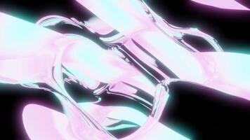 Abstract fluorescent bright texture with bending shapes. Design. Striped neon 3D surface. video